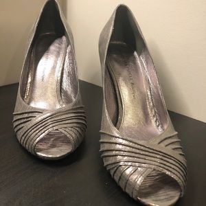Adrianna Papell Boutique Silver Peep Toe Pumps